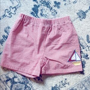Beaufort Bonnet Company Nantucket Red Shorts with Embroidered Sailboat